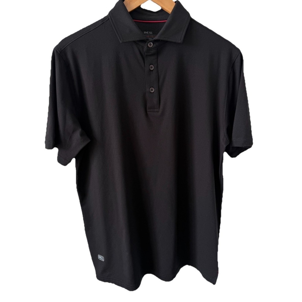 RYE 51 Mens Black Short Sleeve Voyager Polo Shirt Size Small Casual Golf Soft